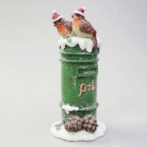 Irish Christmas Postbox with Robins