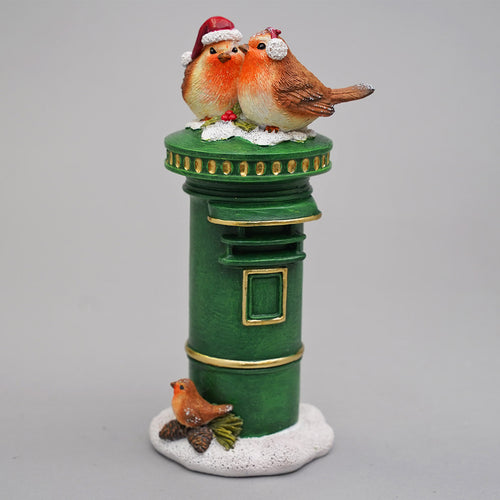 Irish Christmas Postbox with Robins