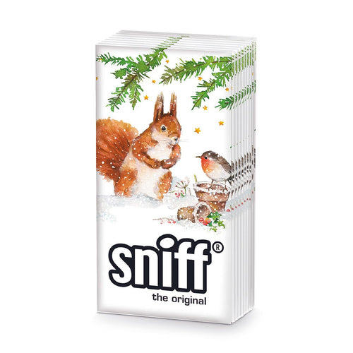 Christmas Tissues - Squirrel & Robin