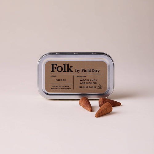 Field Day Folk Tin Incense Cones - Forage (Woodlands and Ripe Fig)