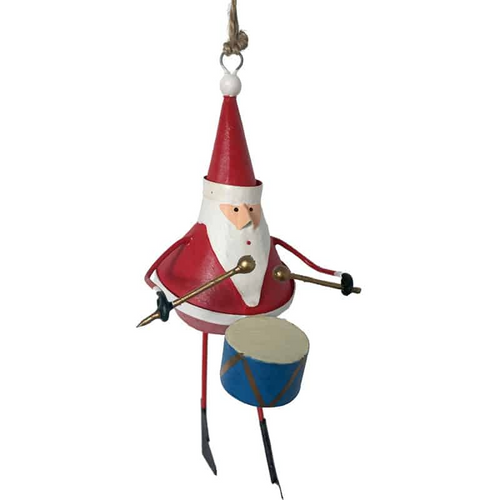 G-Bork Handmade Tin Santa Playing Drum