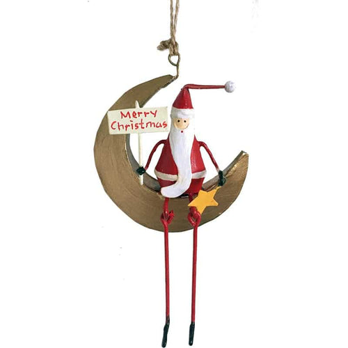 G-Bork Handmade Tin Santa Sitting on the Moon