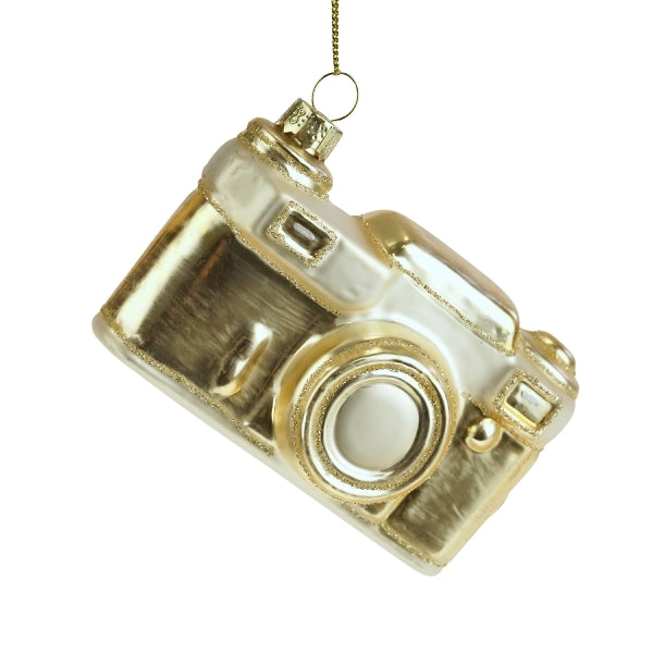 Werner Voss Christmas Bauble - Glass Golden Camera
