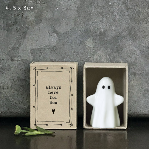 East of India Halloween - Porcelain Ghost Matchbox - Always Here for Boo