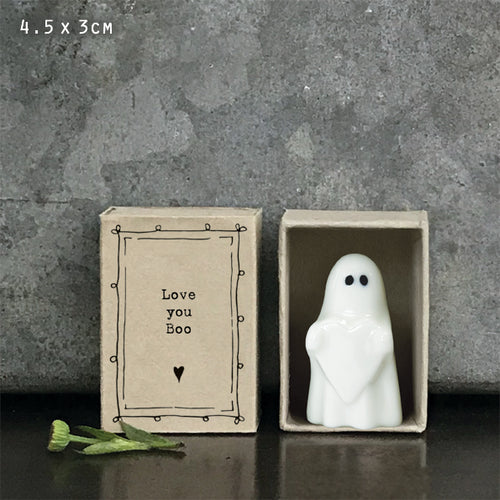 East of India Halloween - Porcelain Ghost Matchbox - Love You Boo