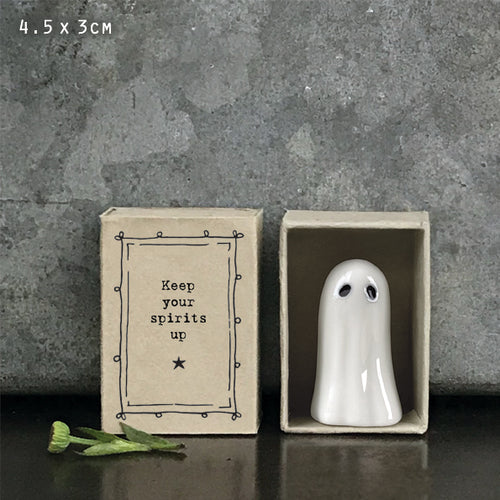 East of India Halloween - Porcelain Ghost Matchbox - Keep Your Spirits Up