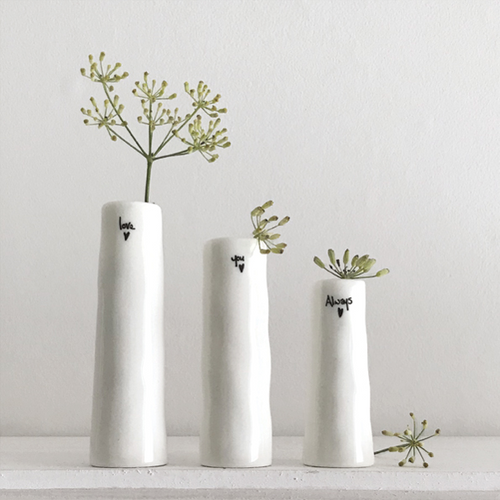 East of India - Trio of bud vases - Love you