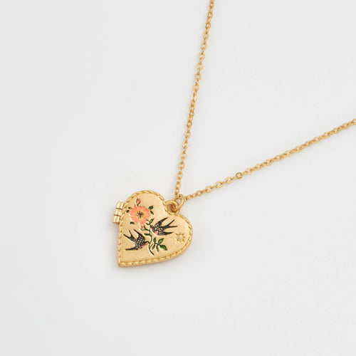 Fable Necklace - Swallow Heart Locket Chain