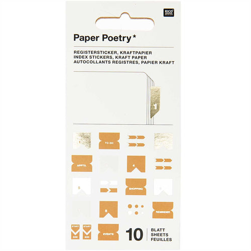 Paper Poetry Index Tabs - Kraft Paper