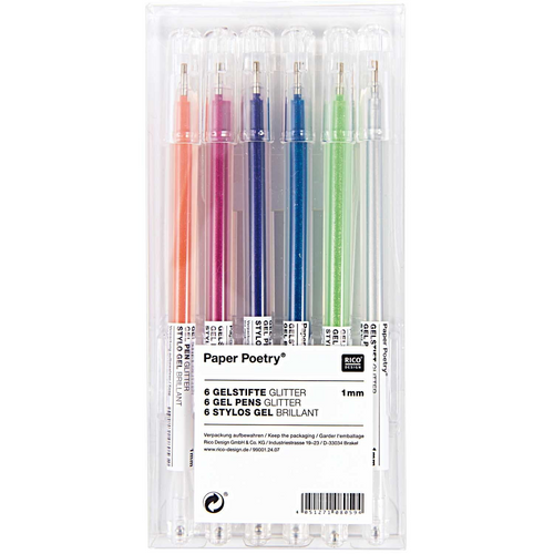 Paper Poetry Pens - Gel Pens Glitter set of 6