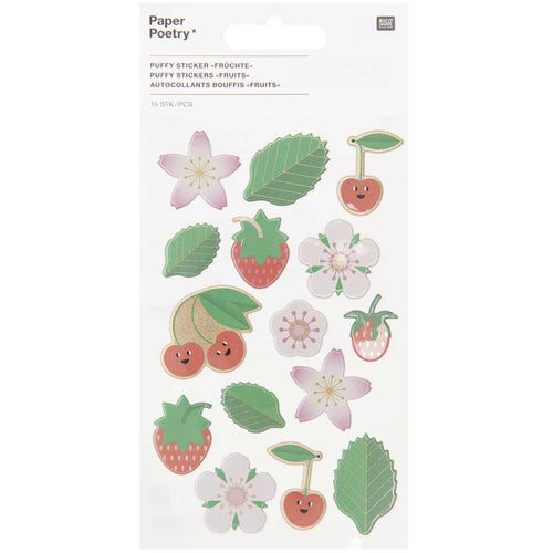 Paper Poetry Stickers - 3D Strawberries & Cherries