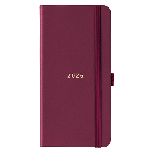Busy B 2026 Diary - Slim Faux Leather Burgundy