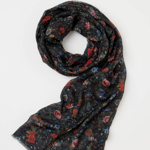 Fable Scarf - Lightweight Rambling Florals - Black