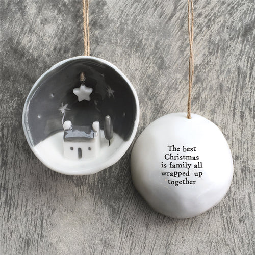 East of India Christmas Porcelain Half Bauble - Best Christmas Family Together