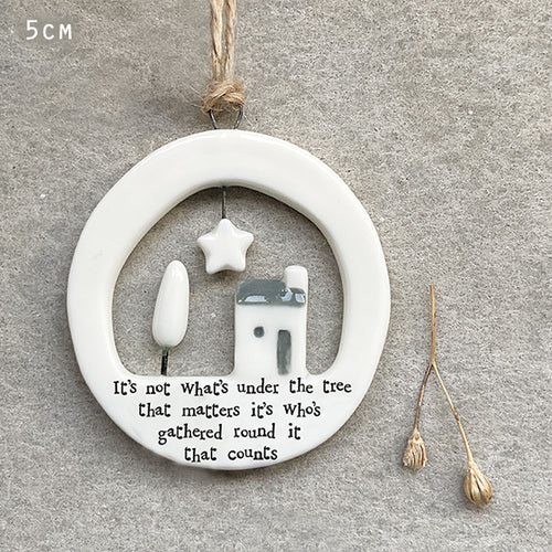 East of India Christmas Porcelain Bauble Cut Out - It's Not What's Under the Tree