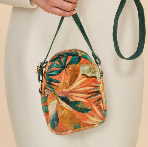 Powder Bag - Crossbody Velvet Painted Palms