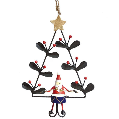G-Bork Handmade Tin Santa in Holly