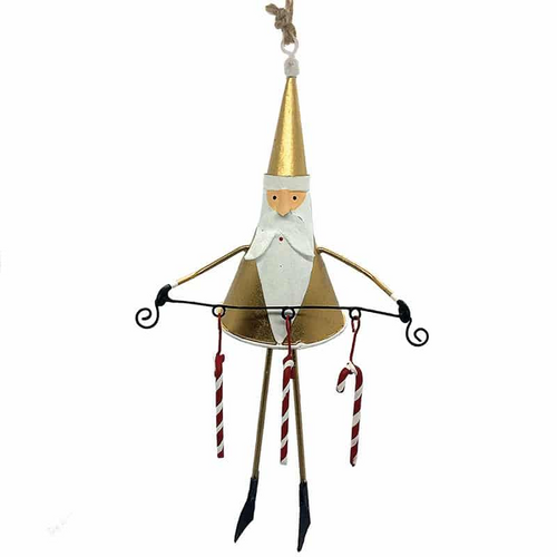 G-Bork Handmade Tin Santa with Candy Canes