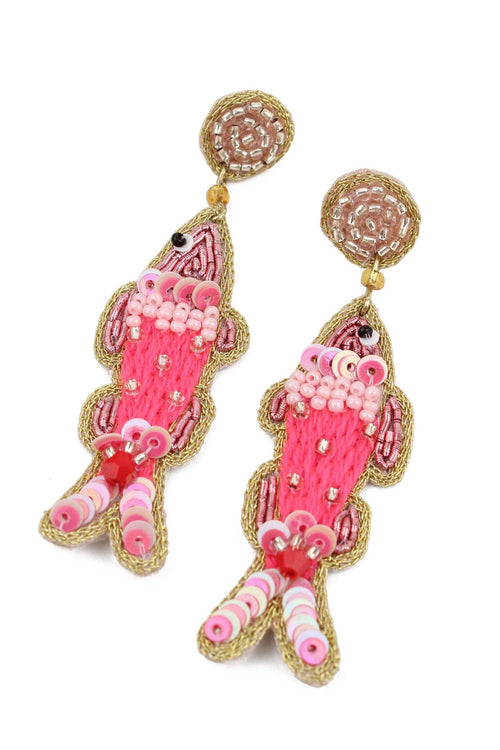 My Doris Earrings - Pink Stitch Fish