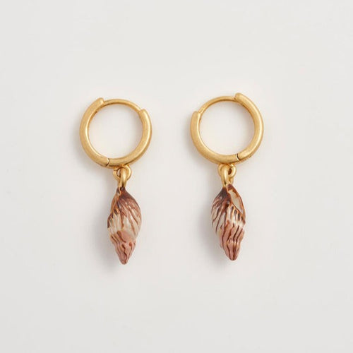 Fable Jewellery - Spiral Shell Huggie Hoop Earrings