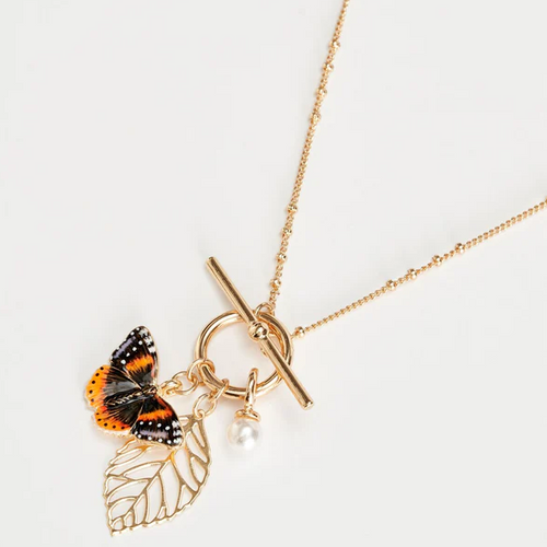 Fable Jewellery - Enamel Butterfly Red Admiral Necklace