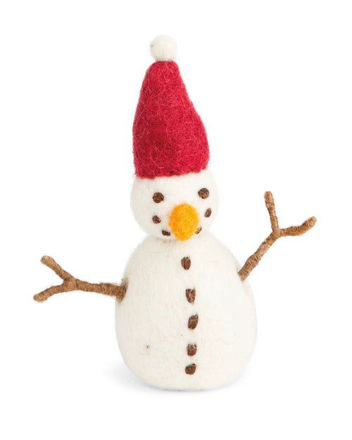 Gry & Sif Christmas - Handmade Felt Snowman with Red Hat