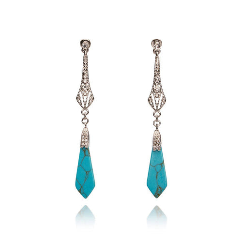 Lovett Earrings - Victorian Turquoise Long Drop