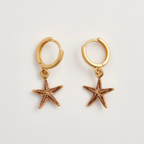 Fable Jewellery - Starfish Gold Hoop Earrings