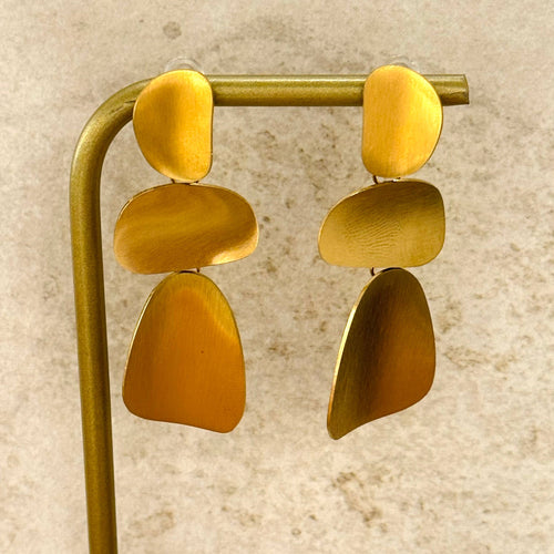 Cassette Barcelona Earrings - Rocks Brushed Gold Dangle