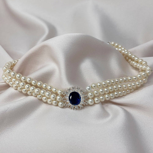 Lovett Necklace - Lady Diana 3 Strand Pearl Choker