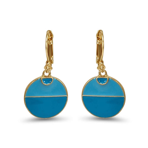 Lovett Earrings - 1950s Enamel Blue Disc Drop