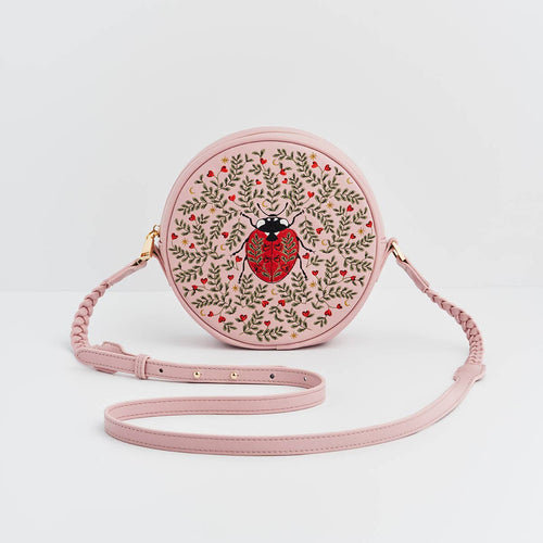 Fable Bag - Ladybug Pink Embroidered Circle Bag
