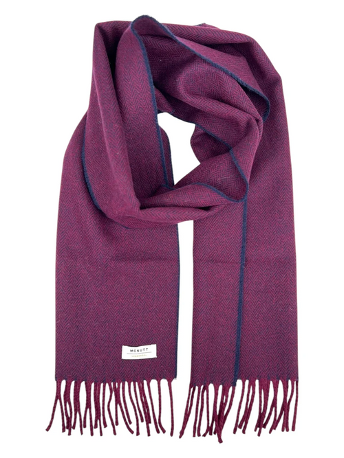 McNutt of Donegal Scarf Lambswool - Burgundy & Navy Herringbone
