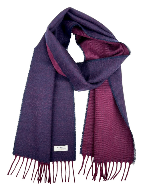 McNutt of Donegal Scarf Lambswool - Burgundy & Navy Reversible