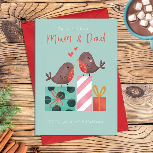 Dandelion Card Christmas - To a special Mum & Dad, with love at Christmas