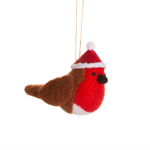 Sass & Belle Christmas Bauble - Felt Festive Robin Hanging Decoration