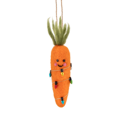 Sass & Belle Christmas Bauble - Felt Carrot with Fairy Lights
