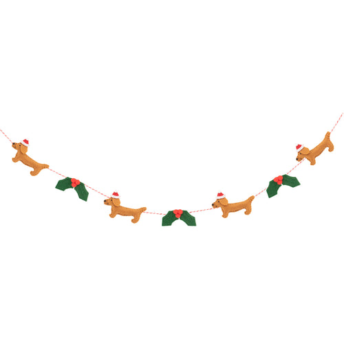 Sass & Belle Christmas Garland - Sausage Dog Felt Garland