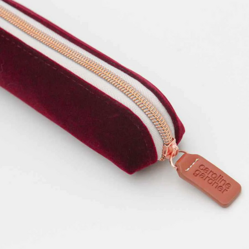 Caroline Gardner Pencil Case - Burgundy Velvet