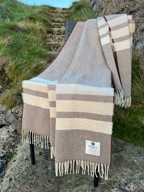 McNutt of Donegal Throw in Supersoft Lambswool - Coffee Brew