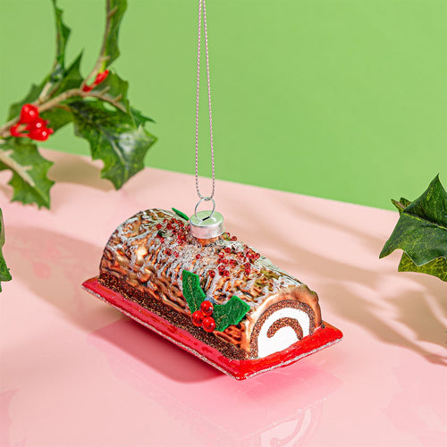 Sass & Belle Christmas Bauble - Glass Chocolate Log