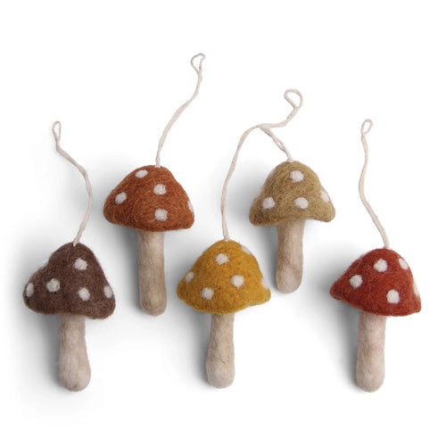 Gry & Sif Decoration - Felt Mushrooms Rusty Set of 5