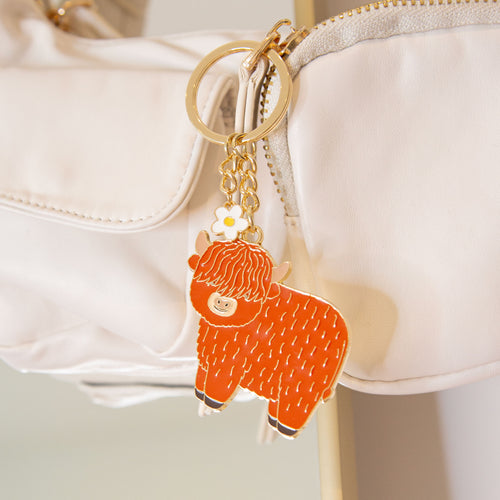 Sass & Belle Keyring - Enamel Highland Cow