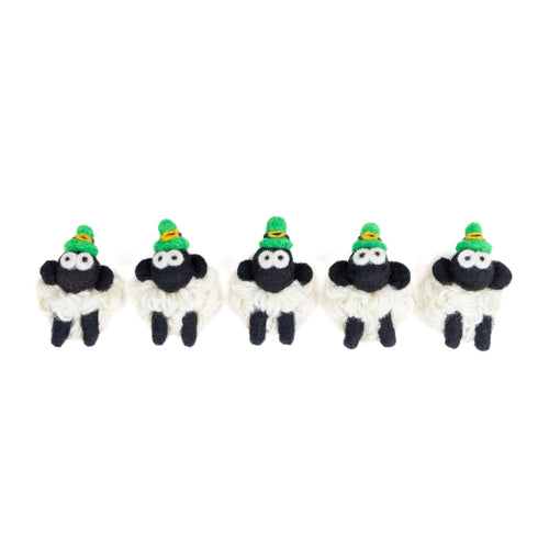 Erin Knitbits Magnet - Knitted Wool Leprechaun Sheep