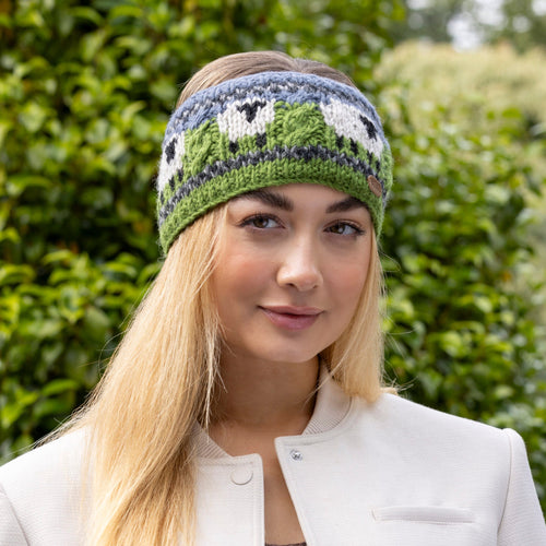 Erin Knitwear Headband - Knitted Sheep with Aran Cable Band