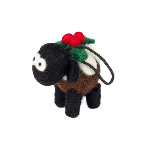 Erin Knitwear Christmas Decoration - Hanging Mini Christmas Pudding Sheep