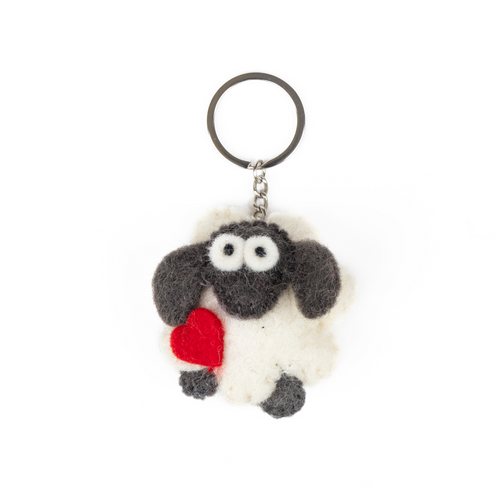 Erin Knitwear Keyring - Knitted Wool Sheep with Heart