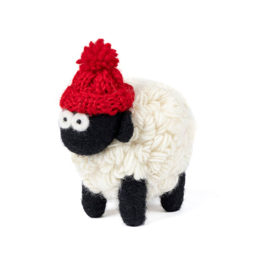 Erin Knitbits - Knitted Sheep with Red Bobble Hat