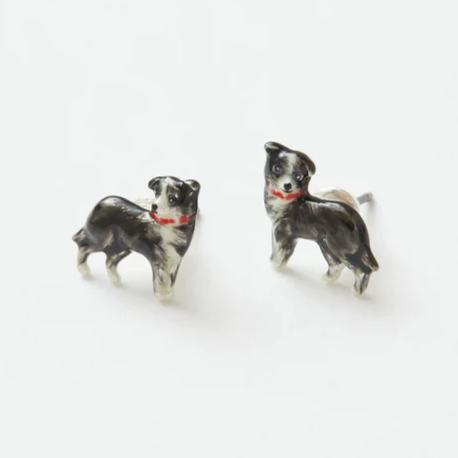 Fable Jewellery - Enamel Collie Dog Stud Earrings