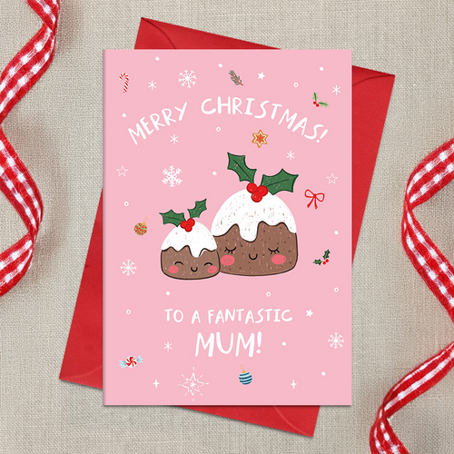 Dandelion Card Christmas - Fantastic Mum Christmas puds